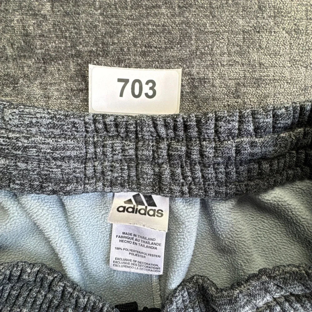 Adidas Track Pants‎ Boys XL 18/20 Gray Heather Stripe Fleece Lined Straight Leg